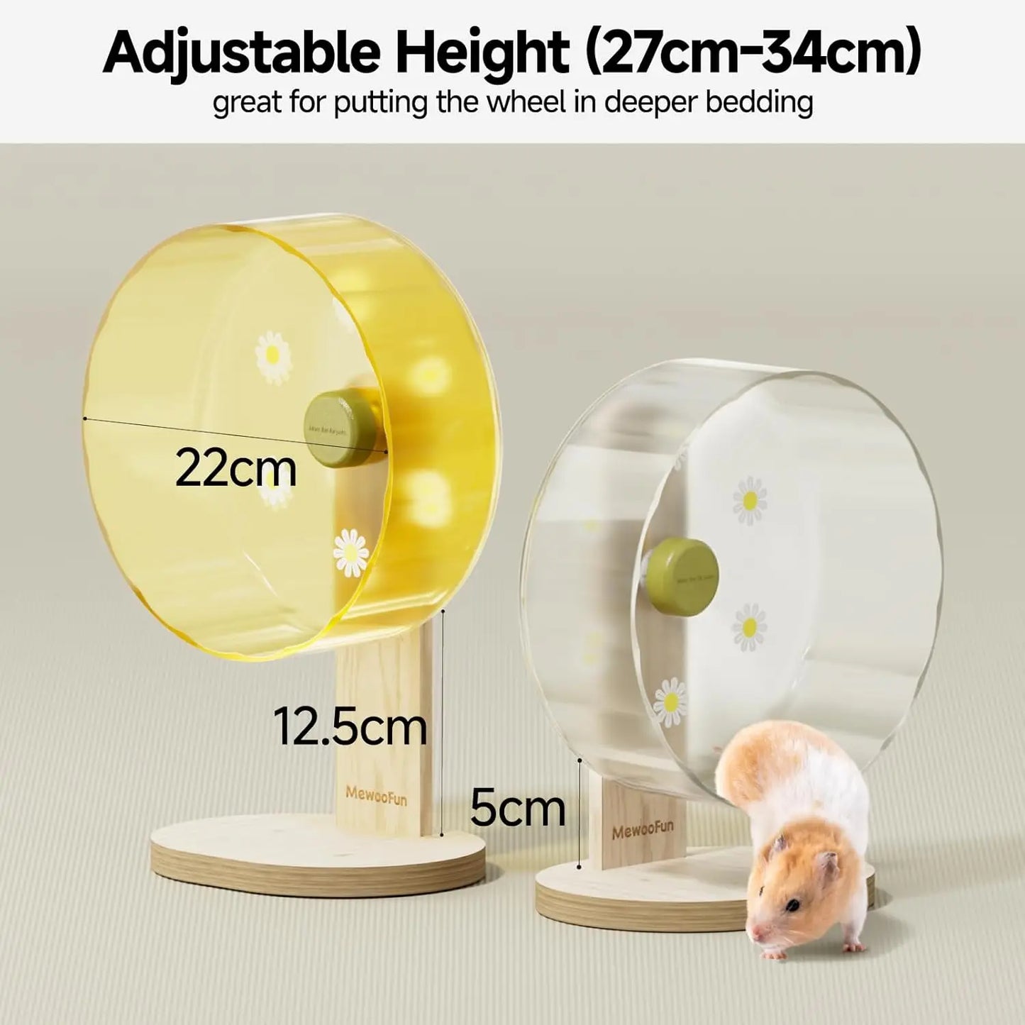 Mewoofun Hamster Wheel Silent Exercise Wheel 8.7 inch Transparent  for Mice Chinchilla Gerbil Hedgehog Hamster Toys