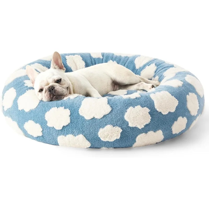 Donut Small Dog Bed - Round Cat Beds for Indoor Cats Calming Pet Beds,