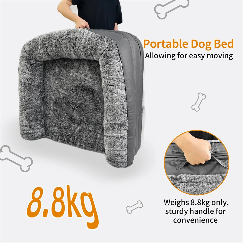 Foldable Human Dog Bed for Adult 2 in 1 Calming Large Dog Bed Washable Waterproof Dog Sofa Couch Bed Plush Cover Bolster Lounge