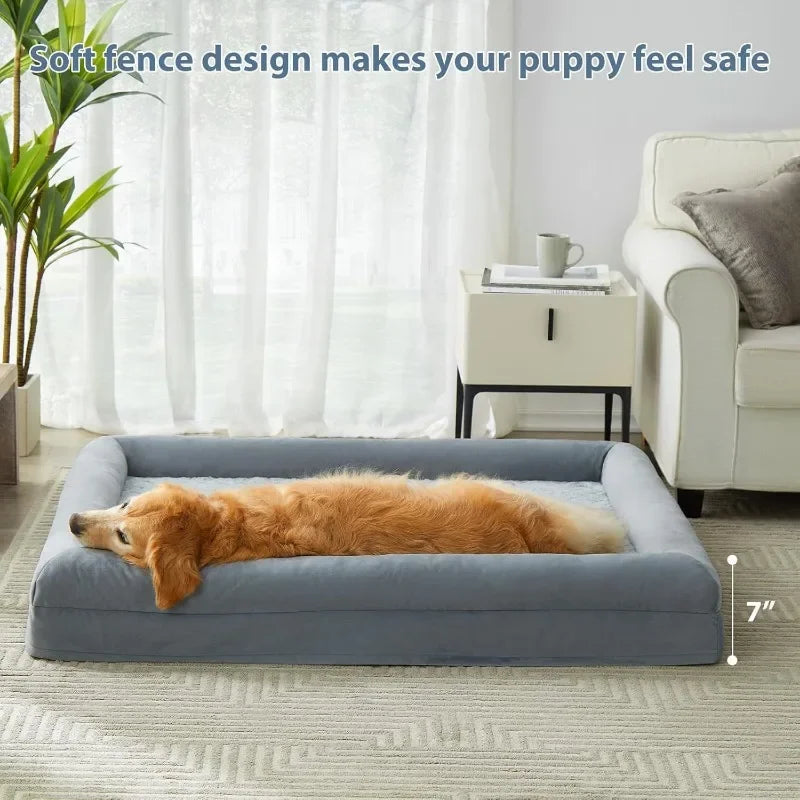 Orthopedic Dog Beds for Large Dogs, Extra Large Waterproof Dog Couch with Removable Washable Cover & Anti-Slip Bottom