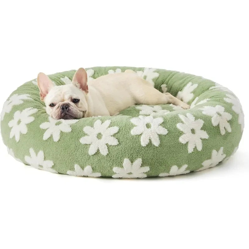 Lesure Donut Small Dog Bed - Round Cat Beds for Indoor Cats Calming Pet Beds, Cute Modern Beds