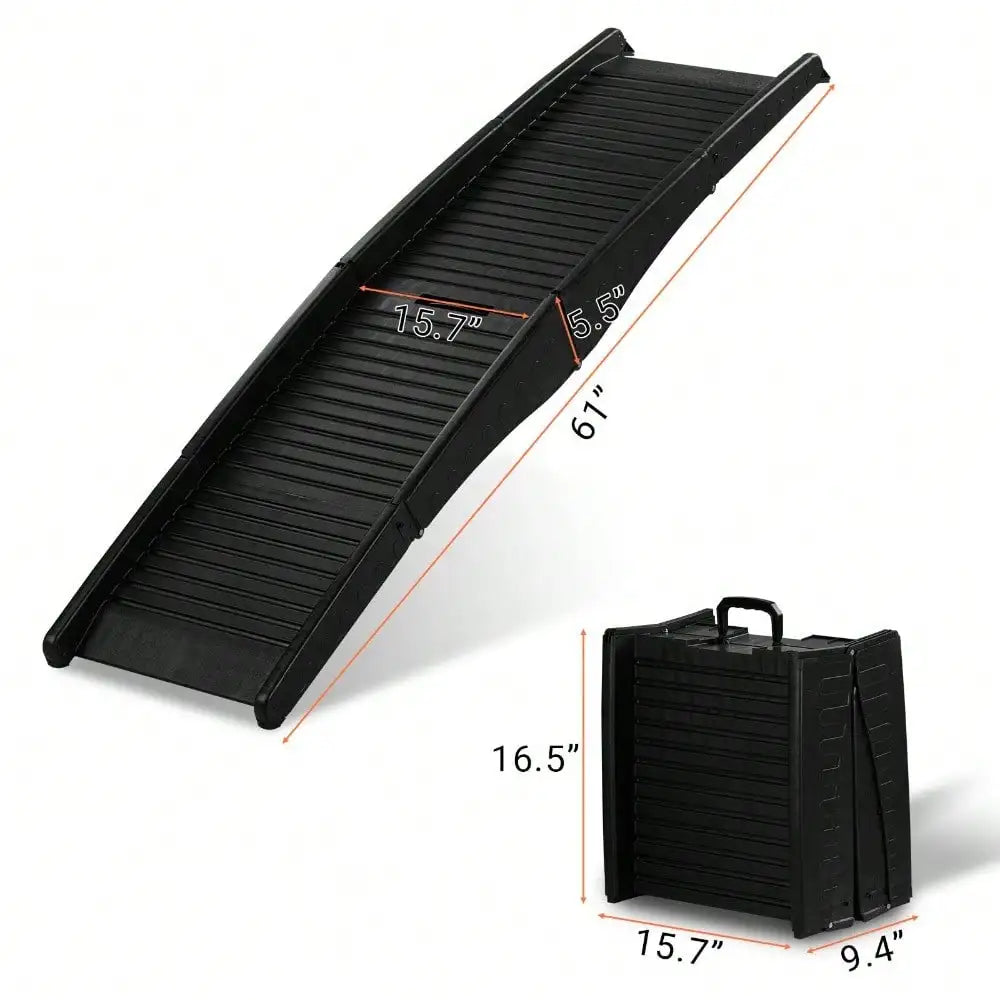 61" Folding Dog Ramp Portable Pet Ramp for Car Truck SUV Non-Slip Stairs Ladder