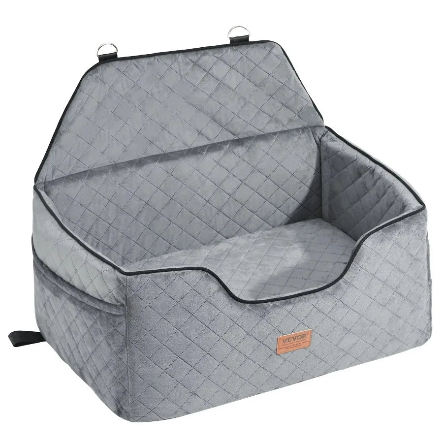 VEVOR Medium Large Dog Booster Car Seat up to 55 lbs Gray Pet Car Accessory