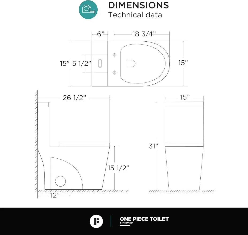 Dual-Flush Elongated One-Piece Toilet with High Efficiency