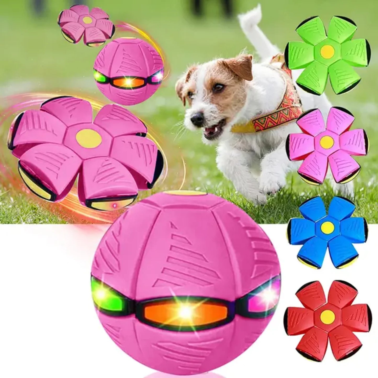 2023  Pet Dog Toy Magic Flying Saucer Ball Durable Soft Rubber Interactive Throwing Ball  Small Medium Large Dogs