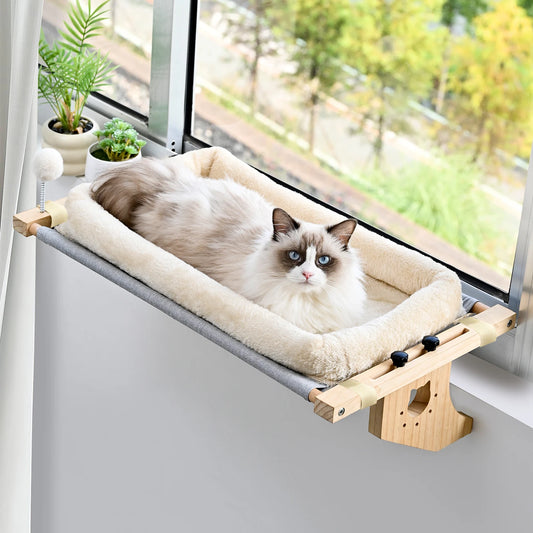 Cat Mattress, Window Hammock Design, Double-Sided Bed, Suitable for All Seasons, High-Quality Hardwood Framework, Suitable for All Kinds of Cats, Can Be Placed in the Window Sill, Floor and Bedside, with Cat Scratching and Pl