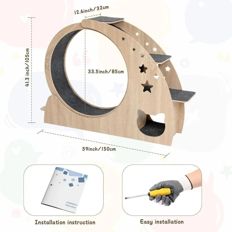 5-in-1 Cat Wheel,Cat Exercise Wheel,41.3" High Large Cat Wheels for Indoor Cats,Cat Treadmill,Cat