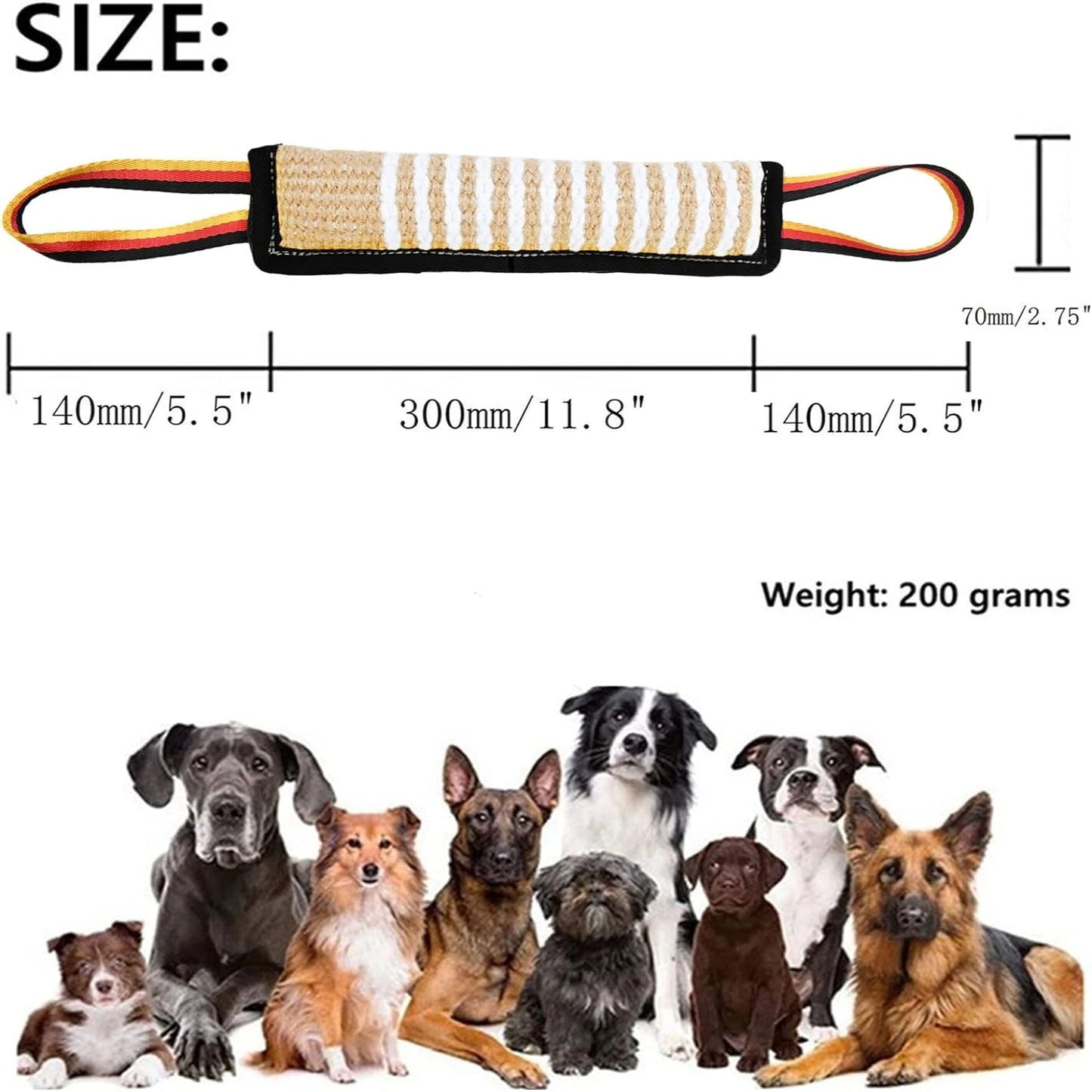 Interactive and durable training toy for dogs, perfect for small, medium, and large breeds. Made from sturdy jute material with