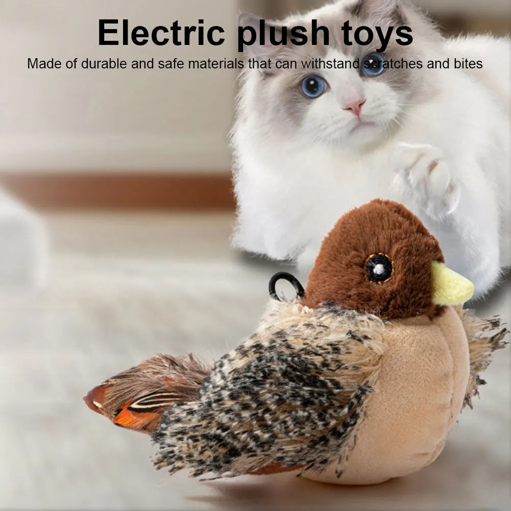 Flapping Bird Cat Toy Interactive Flappy Bird Cat Toy for Cats Plush Electric Squeaky Simulated Chirping Bird Kitten Toy for Pet