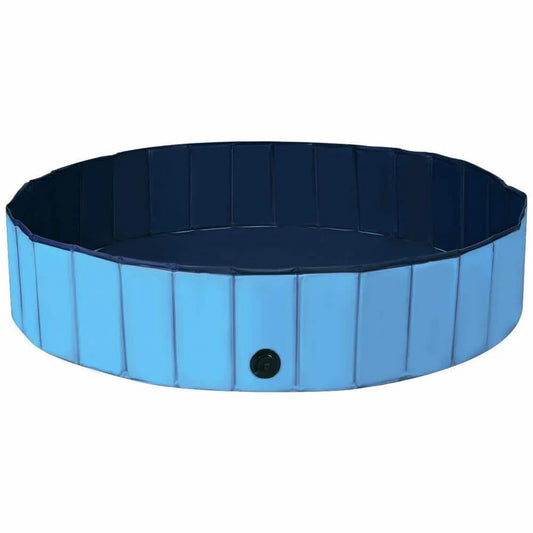 US 63 in. Round PVC Pet Pool in Blue Foldable Portable Bathing Tub Pool for Dogs Cats and Kids