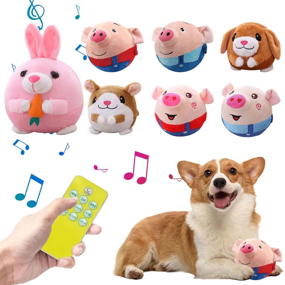 Electronic Pet Dog Toy Ball Pet Bouncing Jump Ball Music Vibration Bite Puppy Ball Interactive Dog Chewing Moving Plush Doll Toy