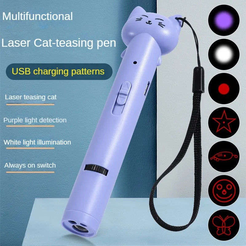 USB Charging Laser Cat Teasing Stick Infrared Laser Light Pattern Projection Cat Toy Pet Supplies Cat Teasing Pen  cat toys