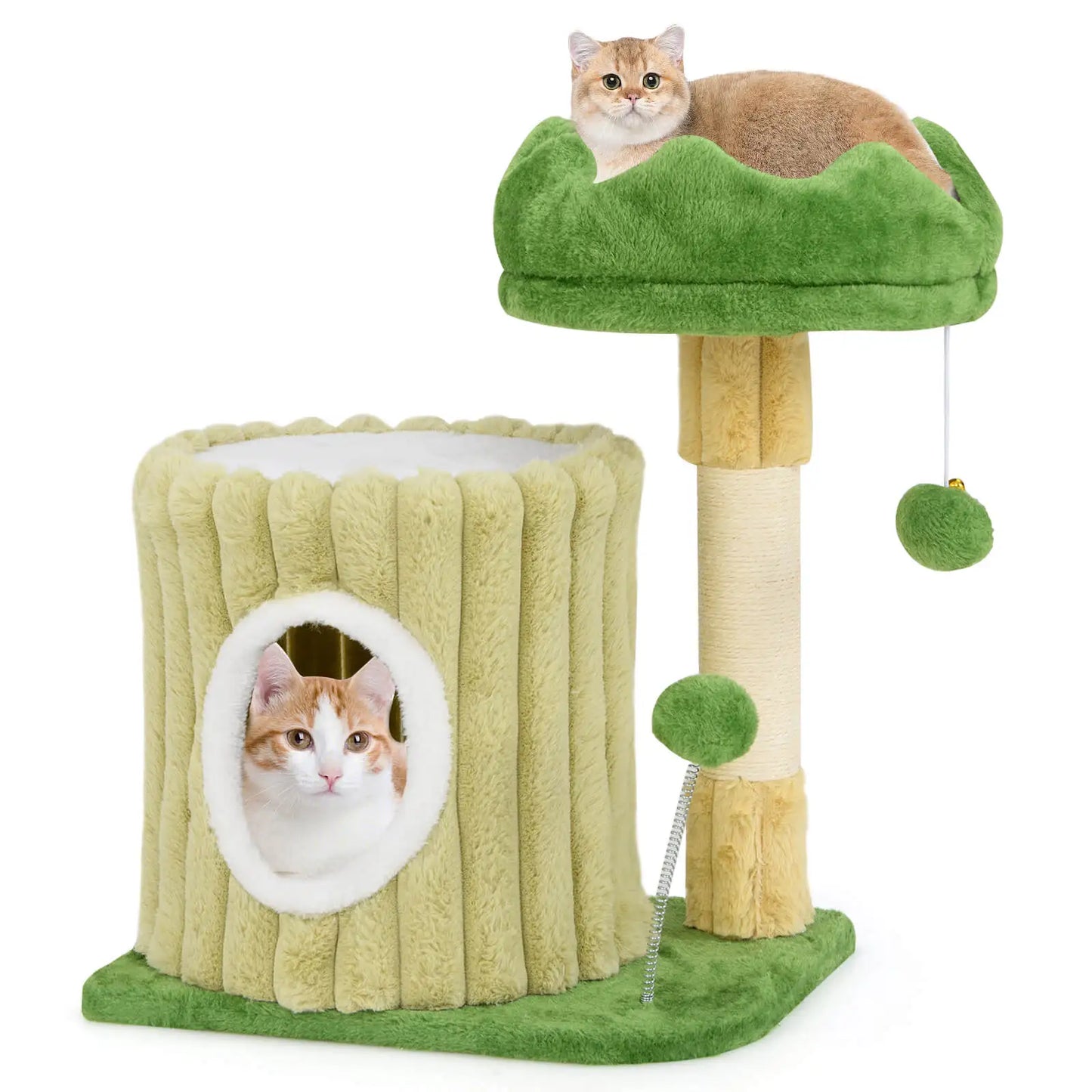 Modern Small Cat Tower w/ Sisal Scratching Posts Plush Padded