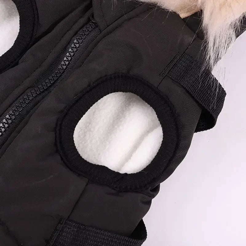 Fleece Lining Dog Hoodie with Harness Built in Warm Small Dog Jacket in Winter Puppy Coats with Hooded for Small Medium Dogs