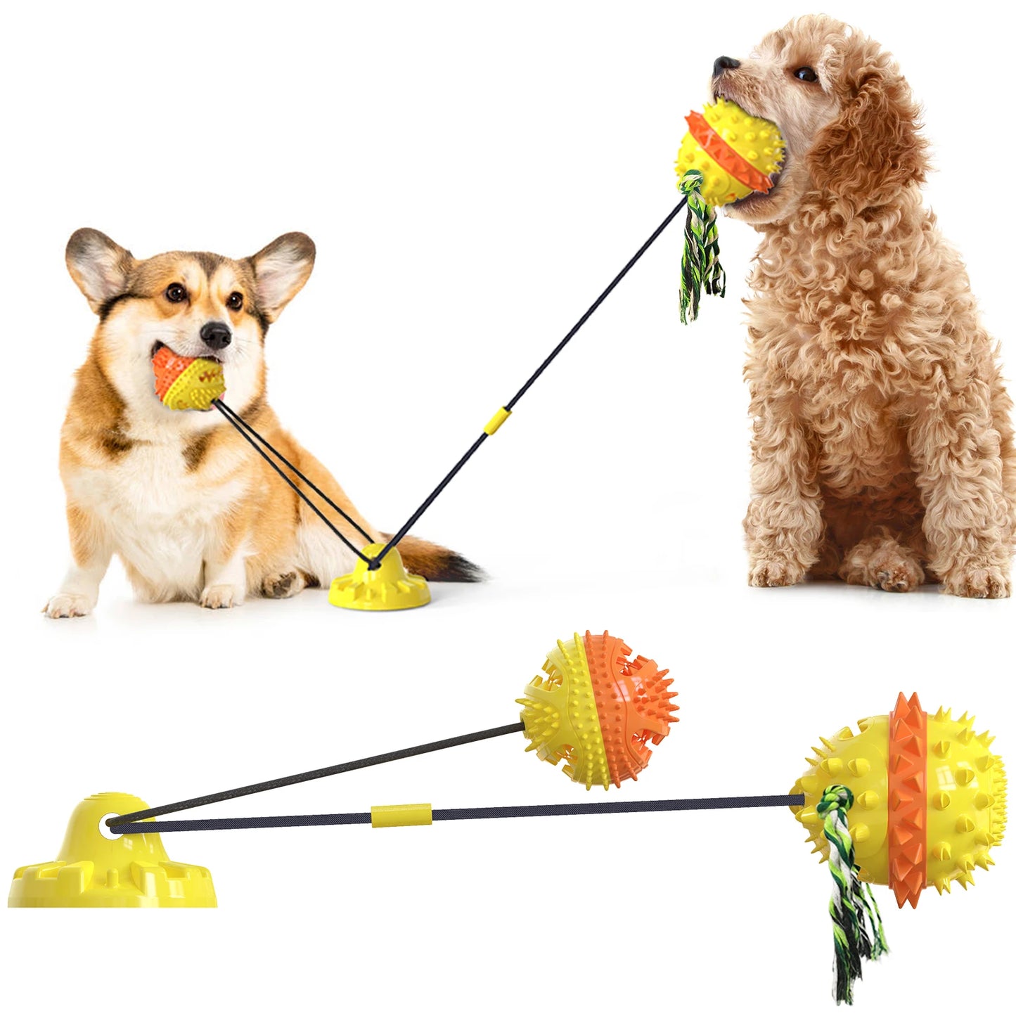 New Coming Funny Interactive Dog Toys Bite Resistant Sucker Dog Chew Rope Drawstring Ball Pull Toy