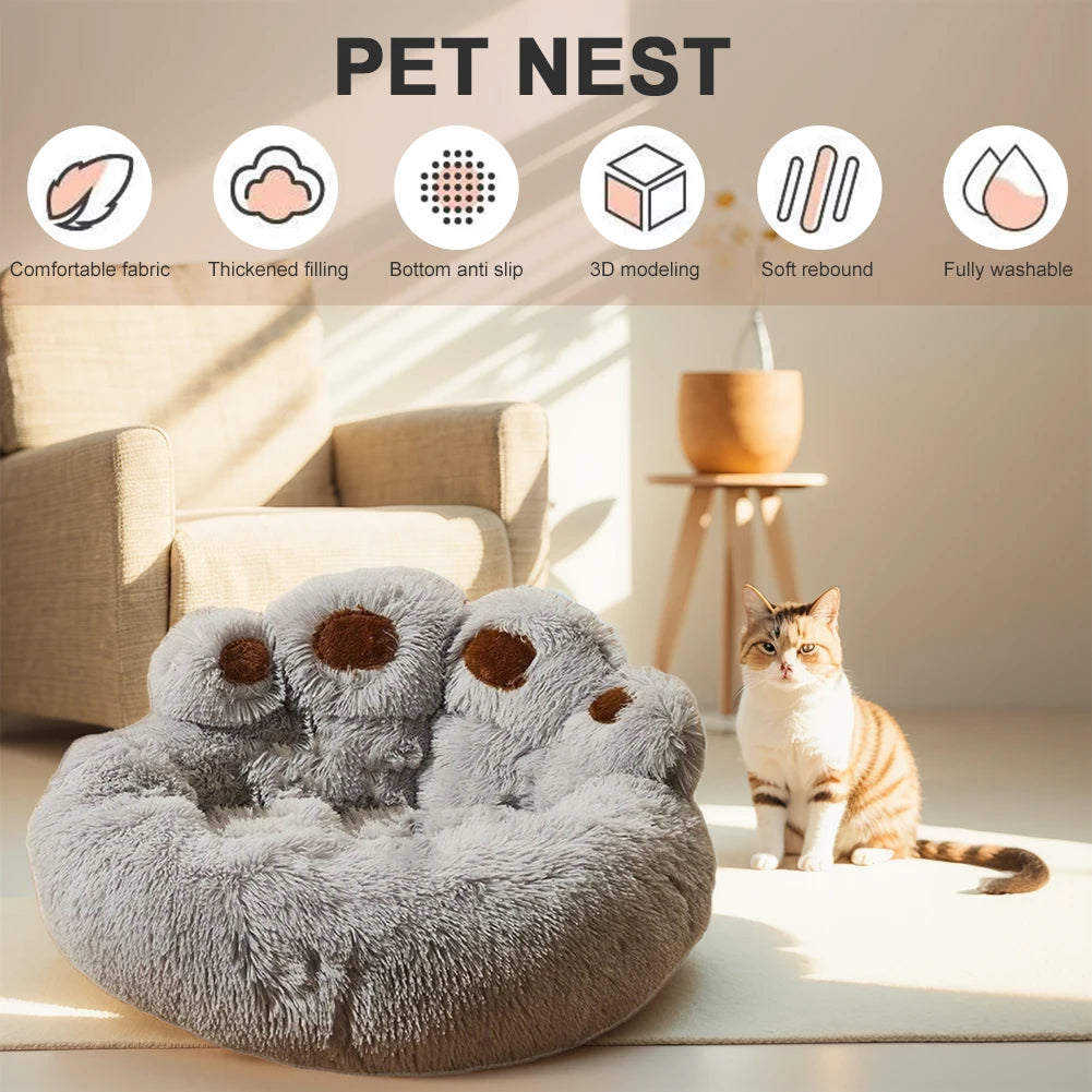 Luxury Dog Bed Paw Shape Plush Dog Mat Beds for Small Medium Large Dogs Kitten Supplies Pet Dog Calming Bed Washable Cushion