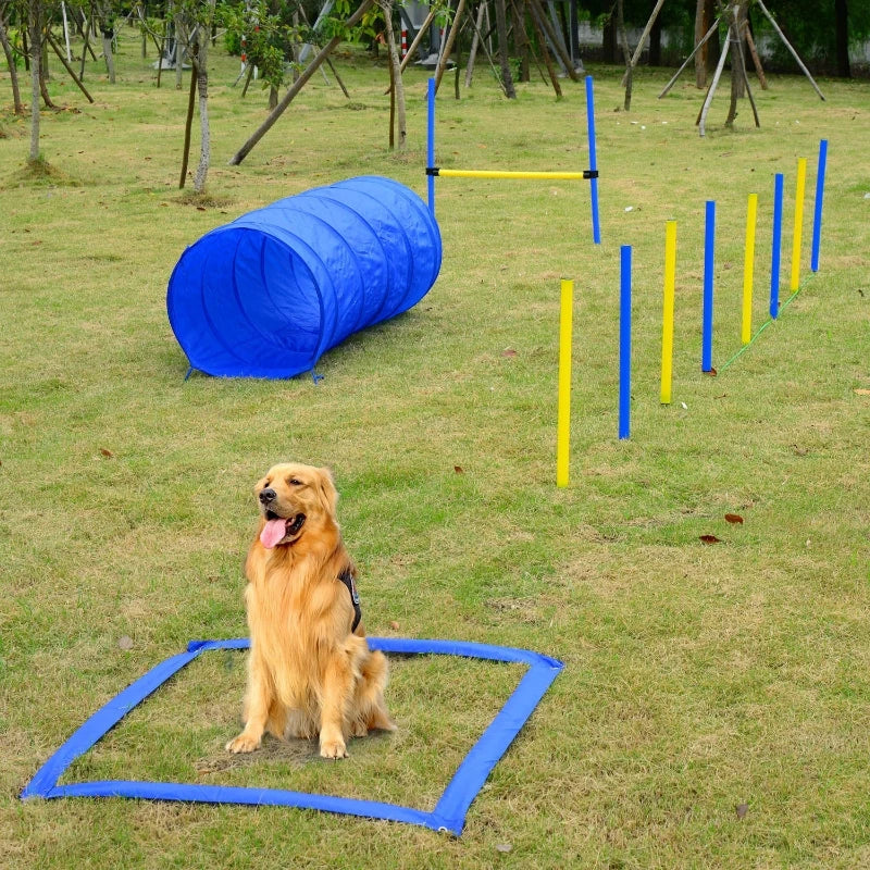 Dog Agility Starter Kit Pet Outdoor Exercise Training Set Tunnel Weave Pole High Jumper Pet toys