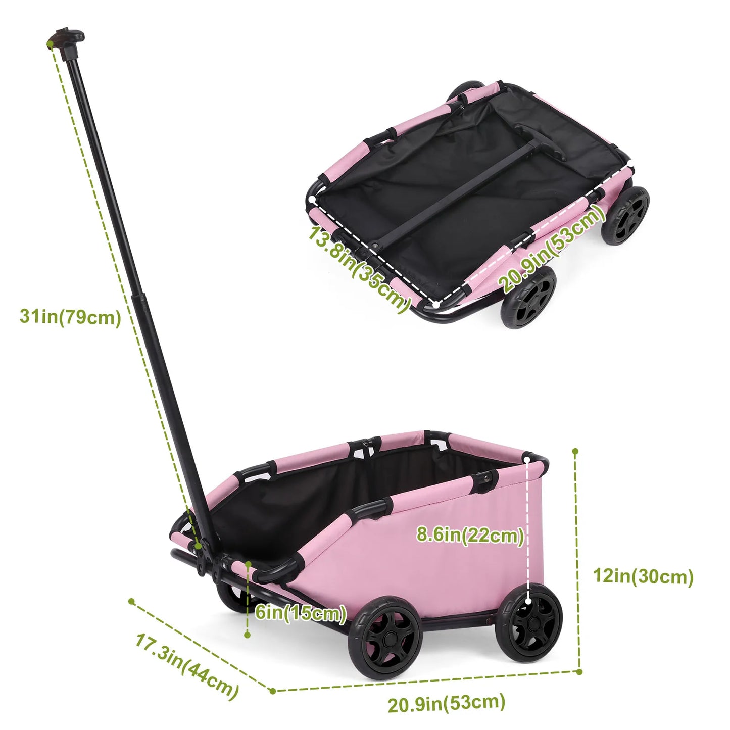 Small Pet Cart 4 Wheels Folding Dog Stroller Lightweight 360° Rotating Trolley Pet Stroller