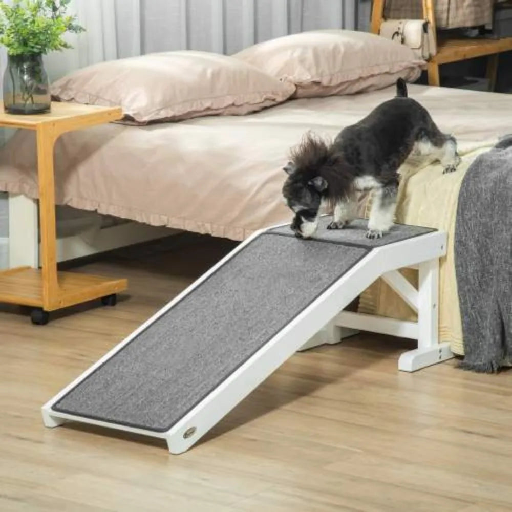 Pet Ramp For Dog With Non-slip Carpet Wooden Dog & Cat Stair For Bed Cat Dog Ladder