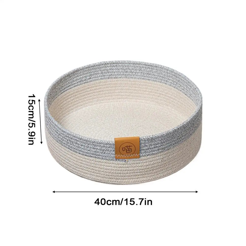 Woven Cat Bed Basket Stylish Cotton Rope Kitten Nest Cotton Rope Woven Cat Bed Basket Pet Sleeping Mat Scratcher For Kitten And