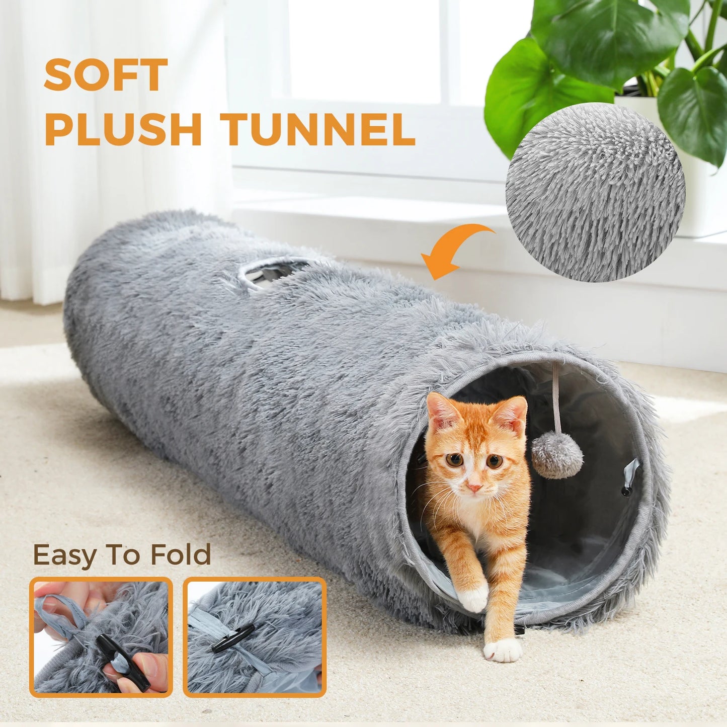 Large Cat Tunnel, 44.9 Inches Long Collapsible Cat Tube 9.8 Inches