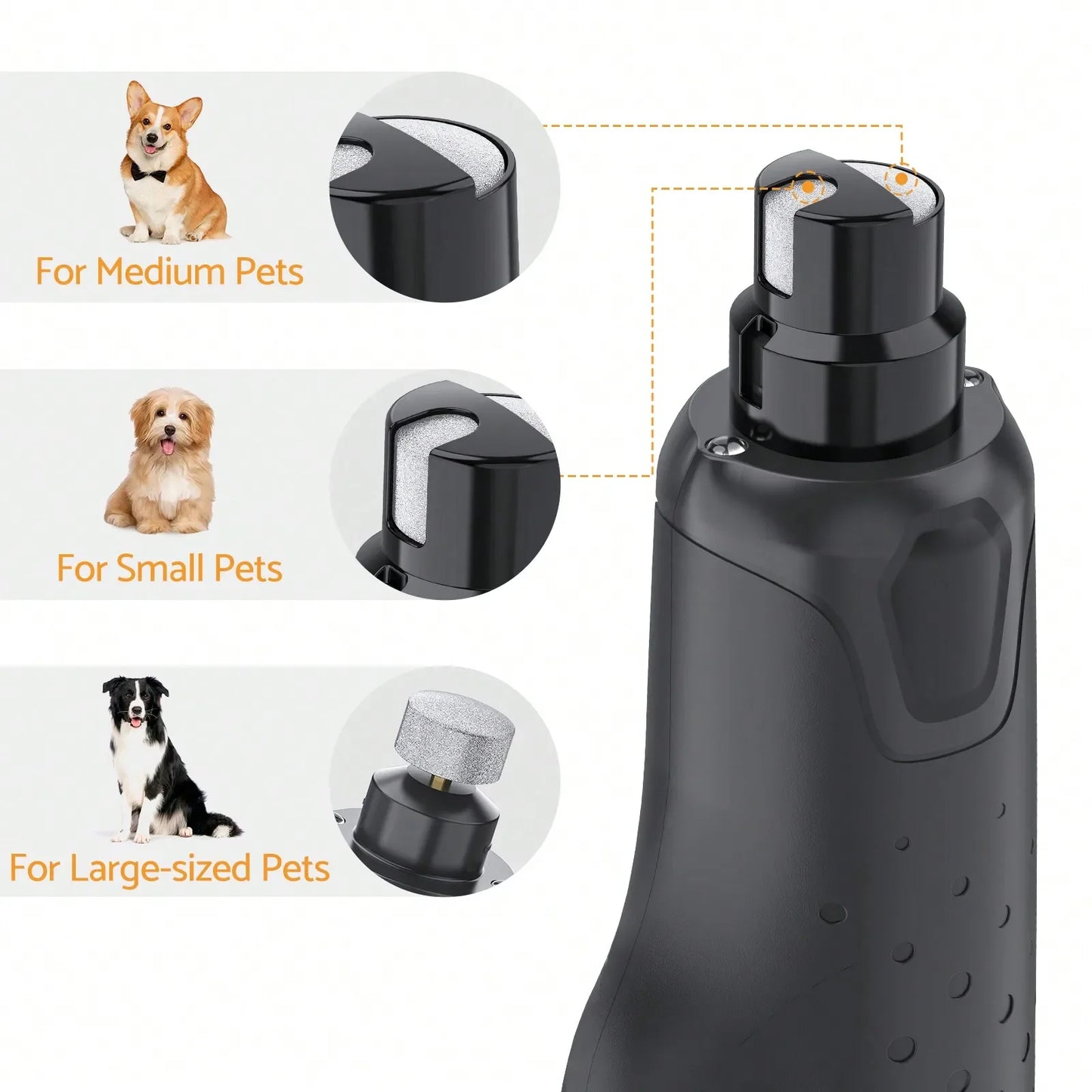 Pet Dog Nail Grinders Quiet 6 Speed USB Rechargeable Electric Dog Nail Trimmer with 2 LED Lights for Large Medium Small Dogs