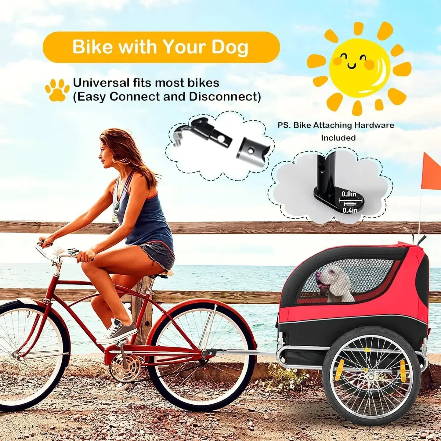 Dog Trailer for Bicycle, Cargo Cycle Trailers Wagon Cart Pet Bike Carrier