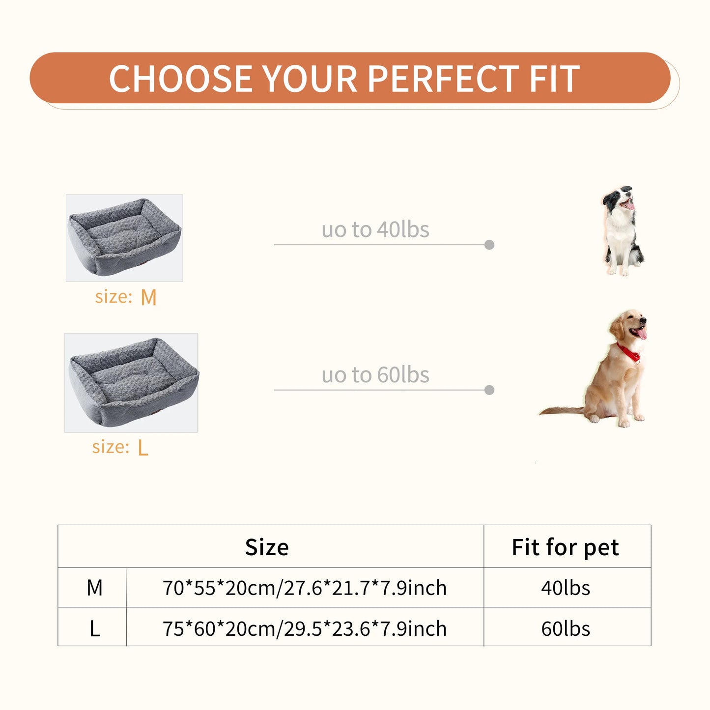 Dog Bed for Large Medium Small Dogs Thickened Filled Rectangle Dog Bed Orthopedic