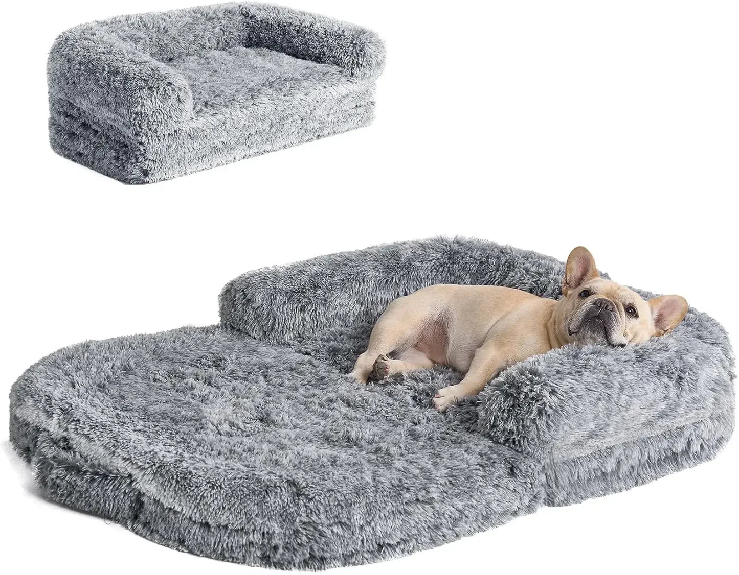 EHEYCIGA Foldable Human Dog Bed for Adult, Orthopedic Memory Foam Bed for Bed Human Sized Bed, Grey, 72"x44"x12"