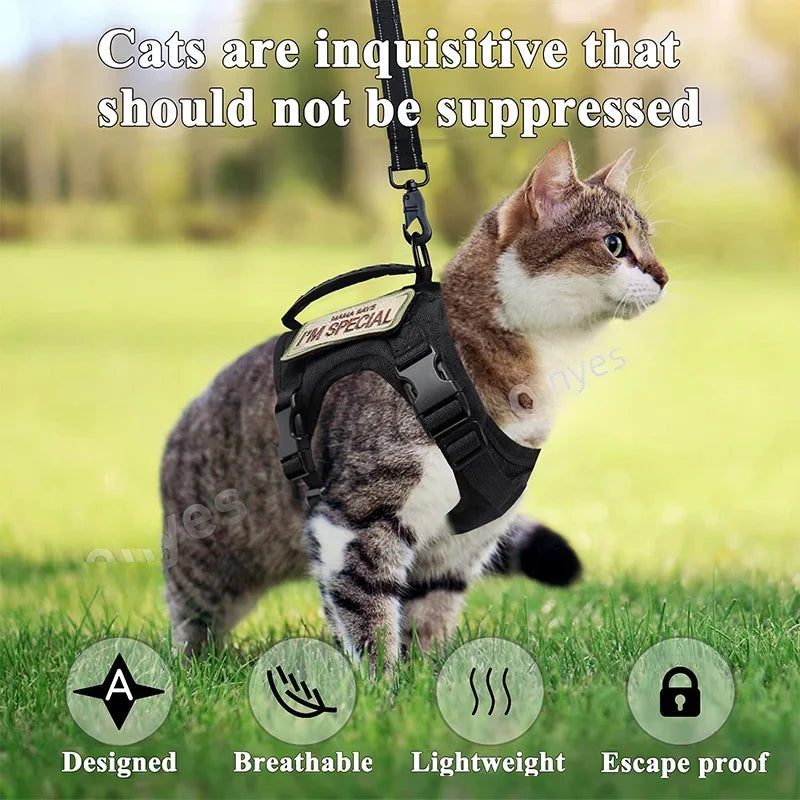 Escape-Proof Cat Harness and Leash Set,Adjustable, Tactical, Small Dog Harness