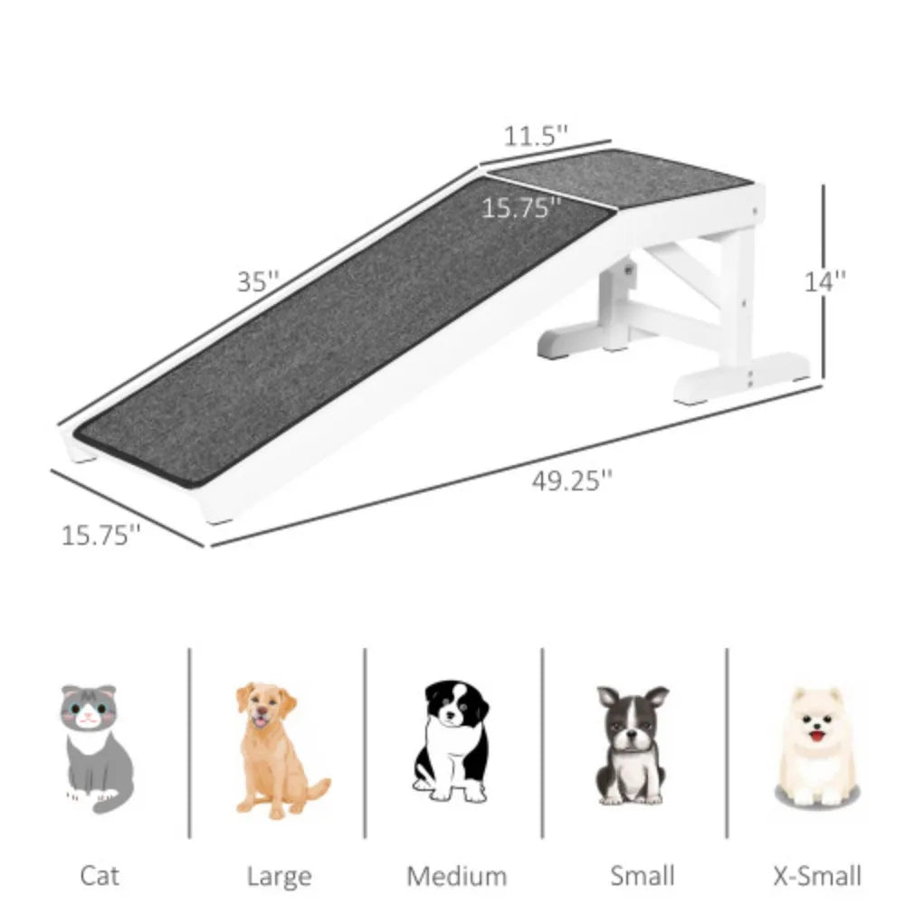 Pet Ramp For Dog With Non-slip Carpet Wooden Dog & Cat Stair For Bed Cat Dog Ladder