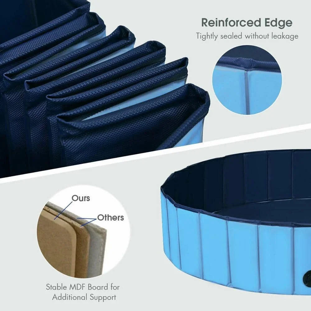 US 63 in. Round PVC Pet Pool in Blue Foldable Portable Bathing Tub Pool for Dogs Cats and Kids