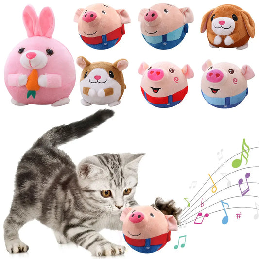 Electronic Pet Dog Toy Ball Pet Bouncing Jump Ball Music Vibration Bite Puppy Ball Interactive Dog Chewing Moving Plush Doll Toy