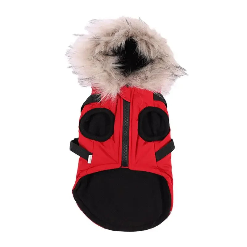 Fleece Lining Dog Hoodie with Harness Built in Warm Small Dog Jacket in Winter Puppy Coats with Hooded for Small Medium Dogs