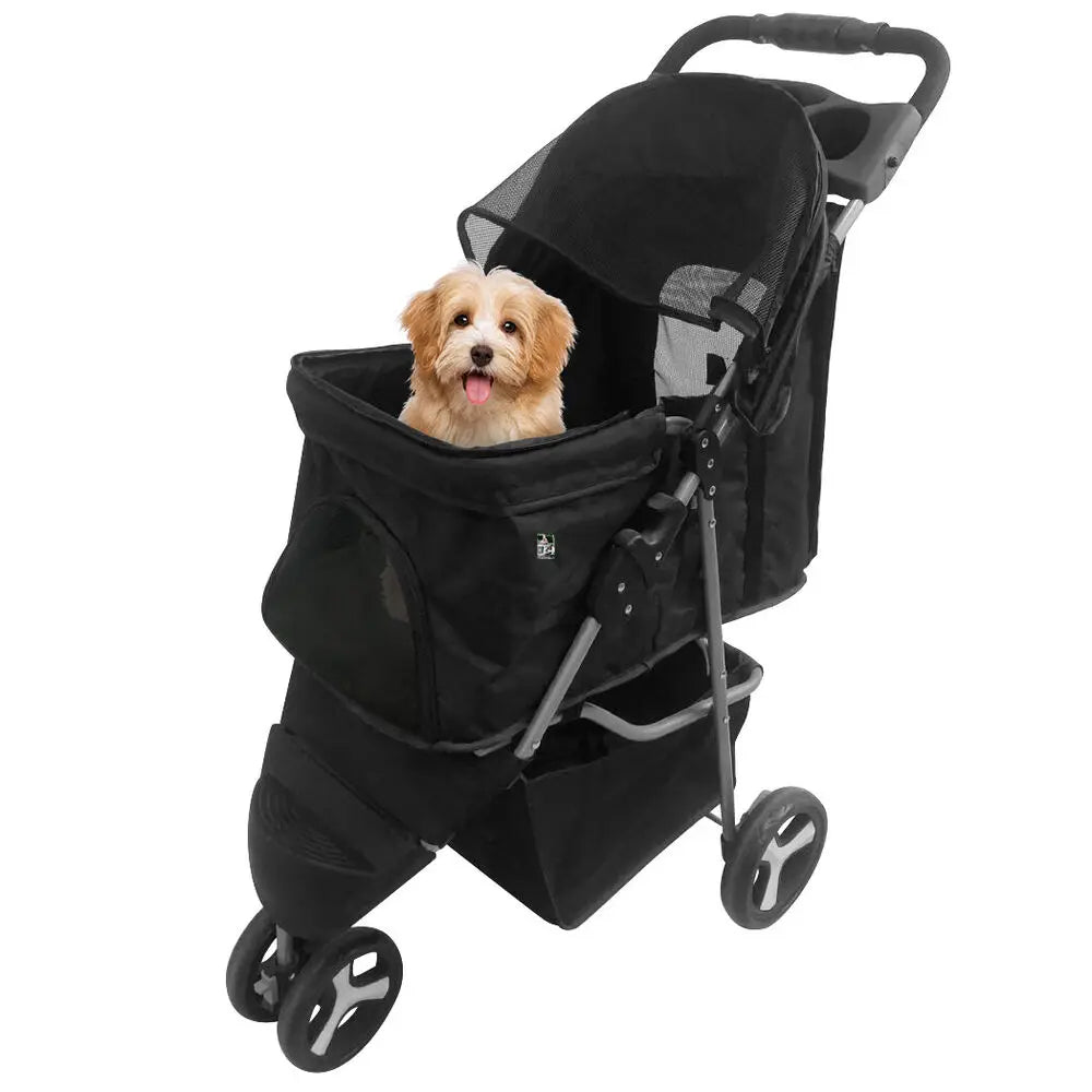 US 3-wheeled pet cart foldable dog cart cart cat /dog strap