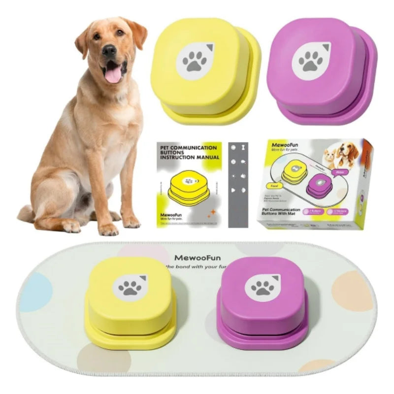 Mewoofun Dog Buttons for Communication with Anti-Slip Mat Pet Buttons Voice Recording Clicker with training