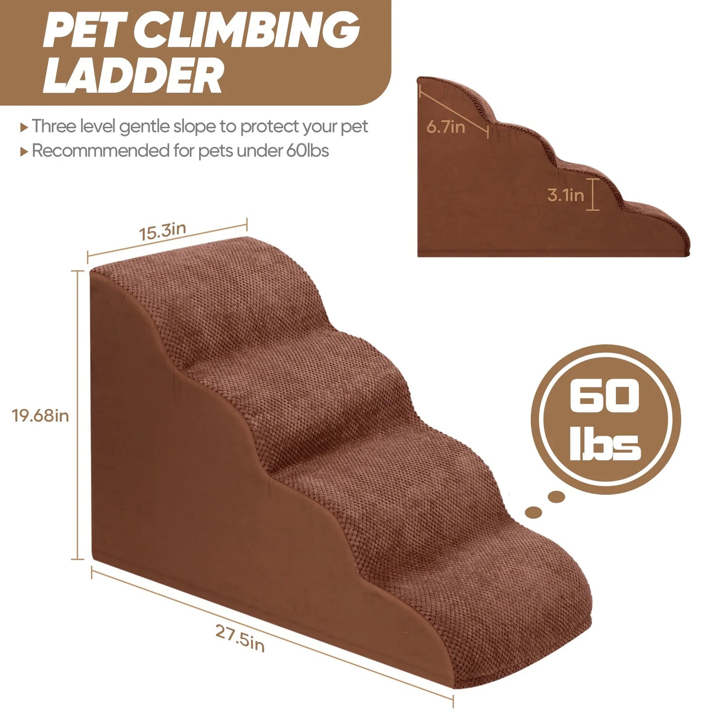 4 Steps Dog Ramp/Stairs for Beds and Couches,Pet Stairs