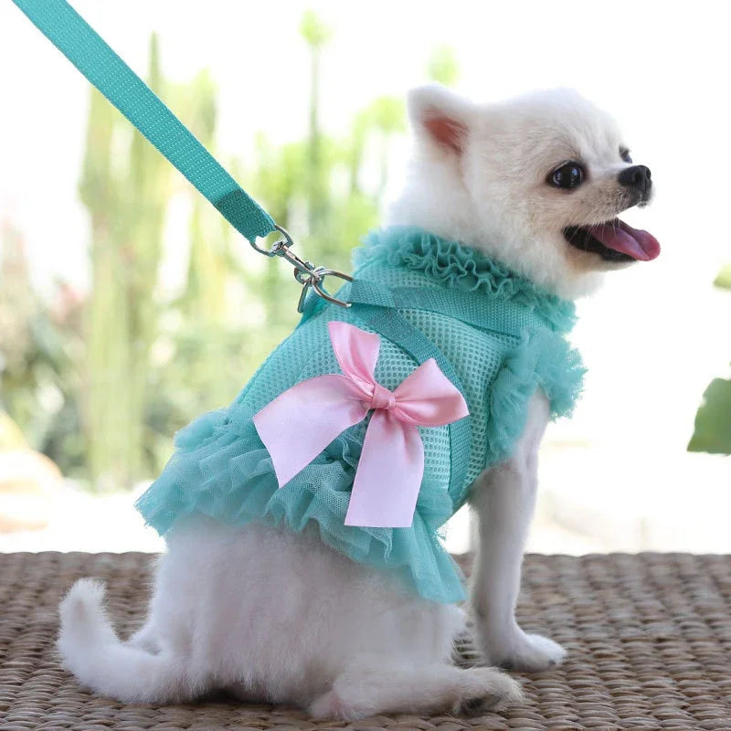 Puppy Dog Cat Clothes Harness Leash Set Pet Harness Vest Dress For Small Medium Dogs Cats Chihuahua Dogs Cat Skirt Pet Supplies