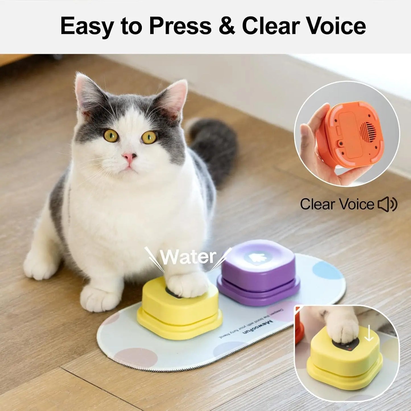 Mewoofun Dog Buttons for Communication with Anti-Slip Mat Pet Buttons Voice Recording Clicker with training