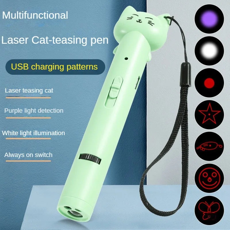 USB Charging Laser Cat Teasing Stick Infrared Laser Light Pattern Projection Cat Toy Pet Supplies Cat Teasing Pen  cat toys