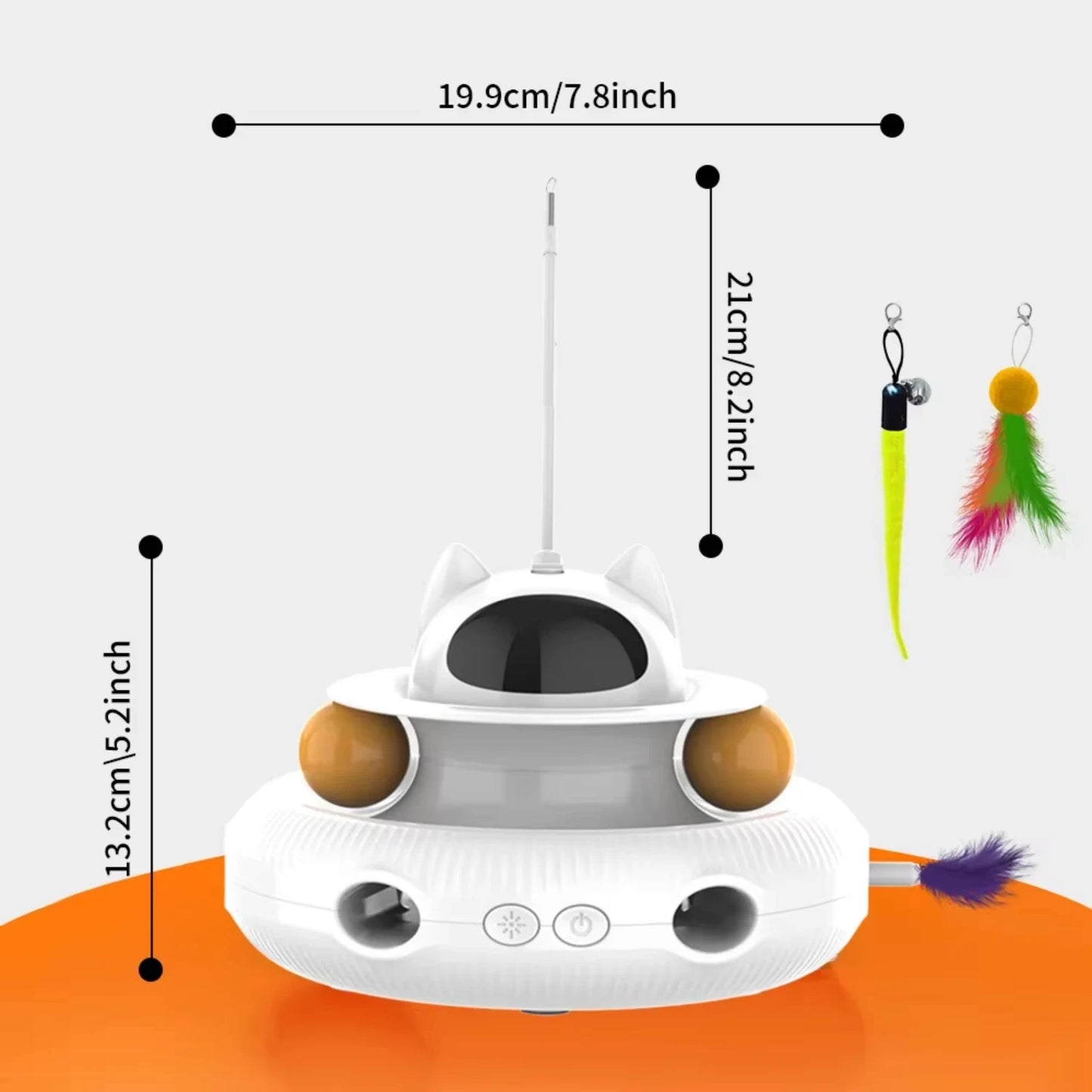 Moebypet Interactive 4-in-1 Cat Toy Rechargeable Feather Stick Laser Trackball Retractable Feather Popular Indoor Toys  Cats