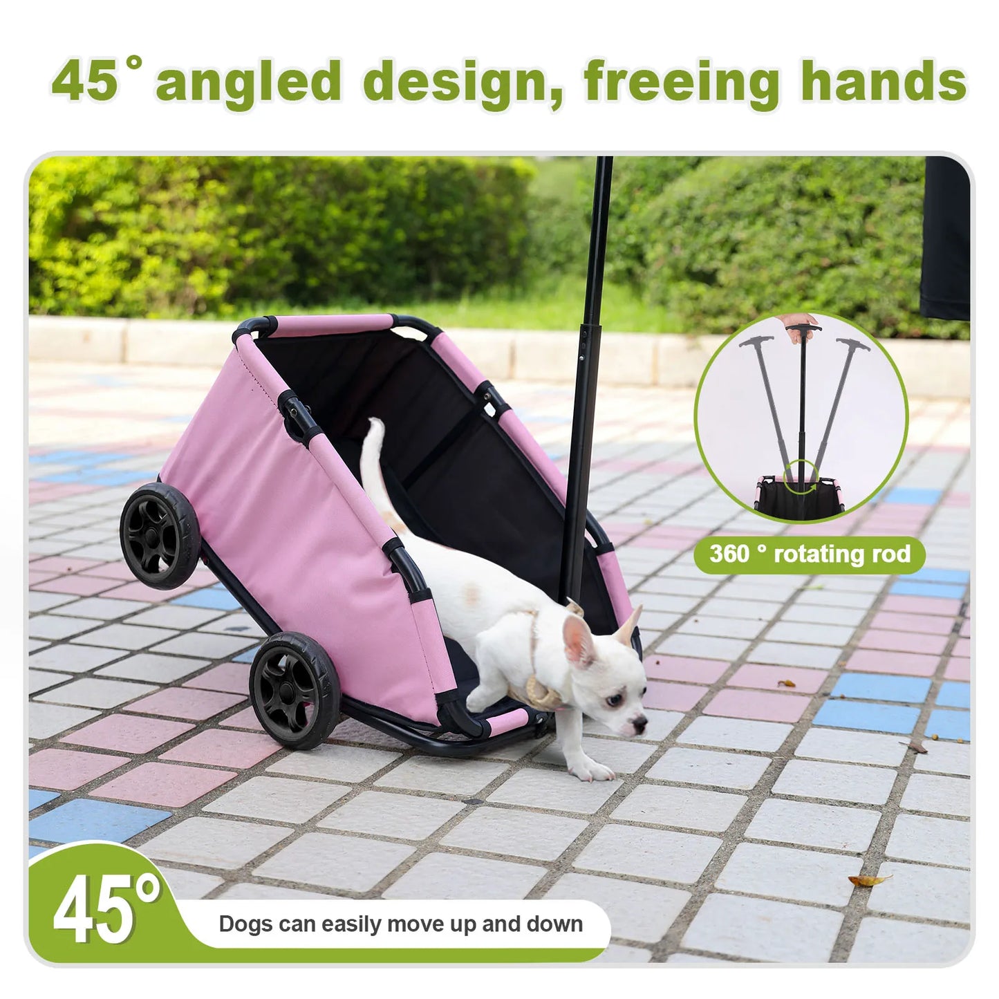 Small Pet Cart 4 Wheels Folding Dog Stroller Lightweight 360° Rotating Trolley Pet Stroller