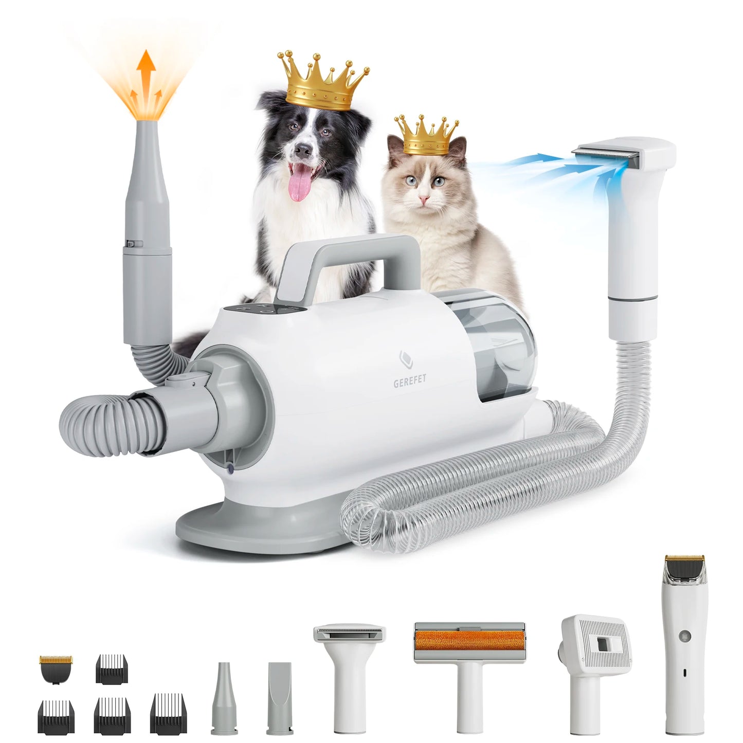 Dog Grooming Kit Low Noise Wholesale Pet Hair Vacuum Cleaner Dog Dryer Removal Brush with 6 Pet Grooming Tools